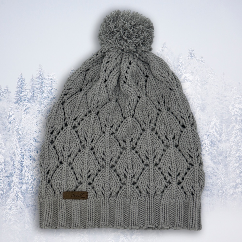 COAL Grey Crochet Beanie w/Pom